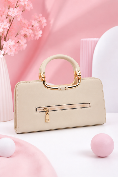 Golden Harmony Dual-Tone Leather Handbag for Women